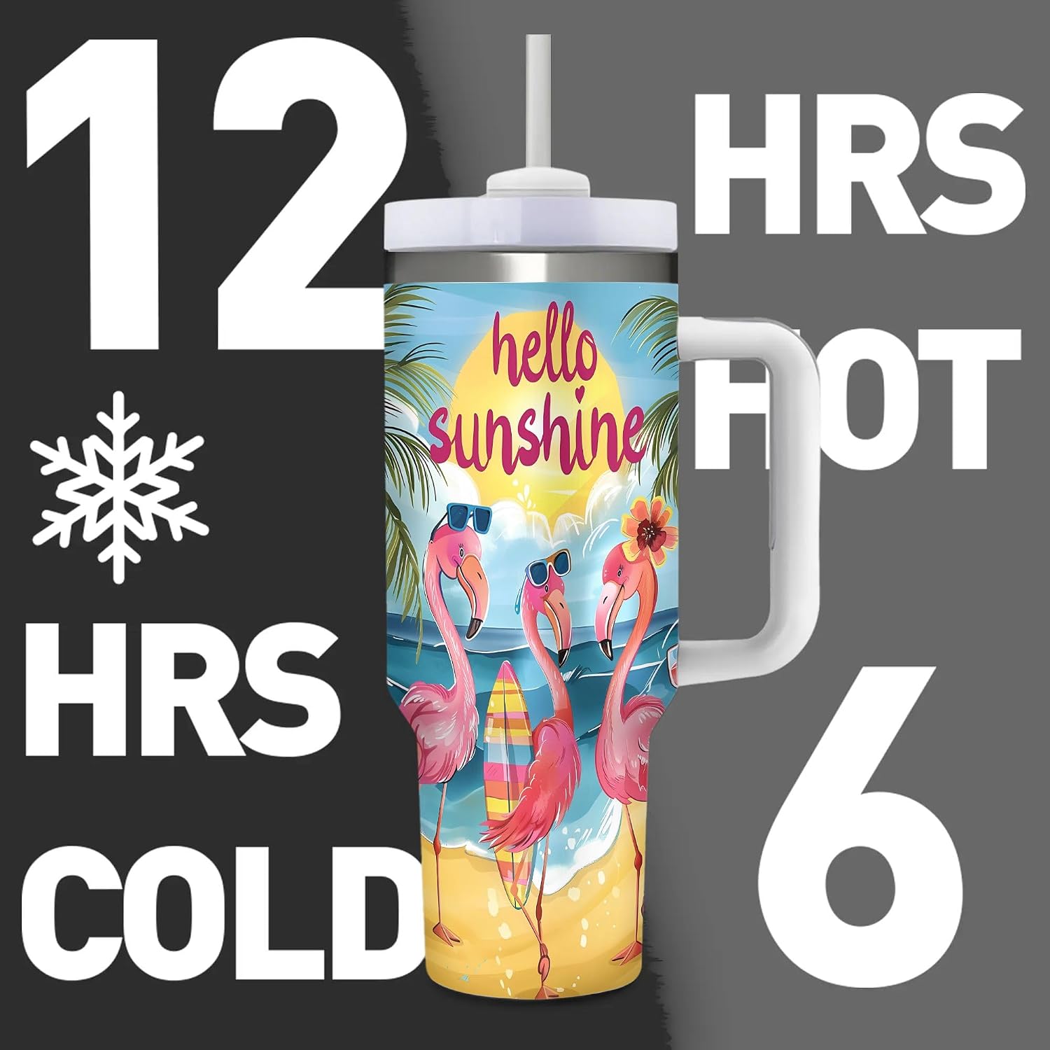 Summer Pink Flamingos 40 Oz Insulated Coffee Tumbler image 4