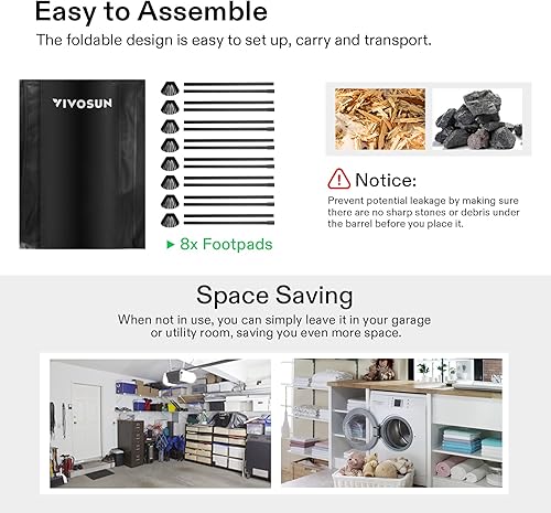 Miniatura 4 de VIVOSUN Barril de lluvia plegable, tanque de almacenamiento de agua de 132 galones con tela Oxford 1000D, sistema portátil de recolección de lluvia