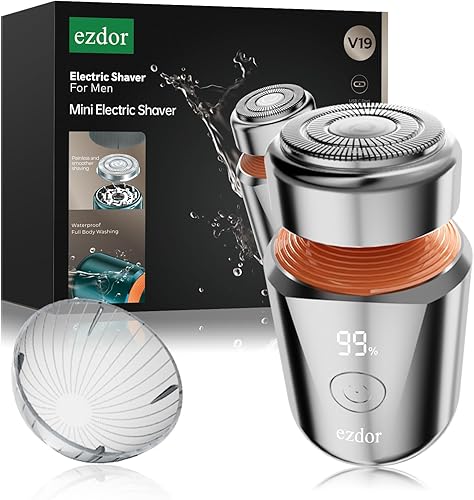 Miniatura 9 de Mini afeitadora eléctrica, maquinilla de afeitar eléctrica para hombres, maquinilla de afeitar de aleación portátil, recargable USB-C, doble hoja,