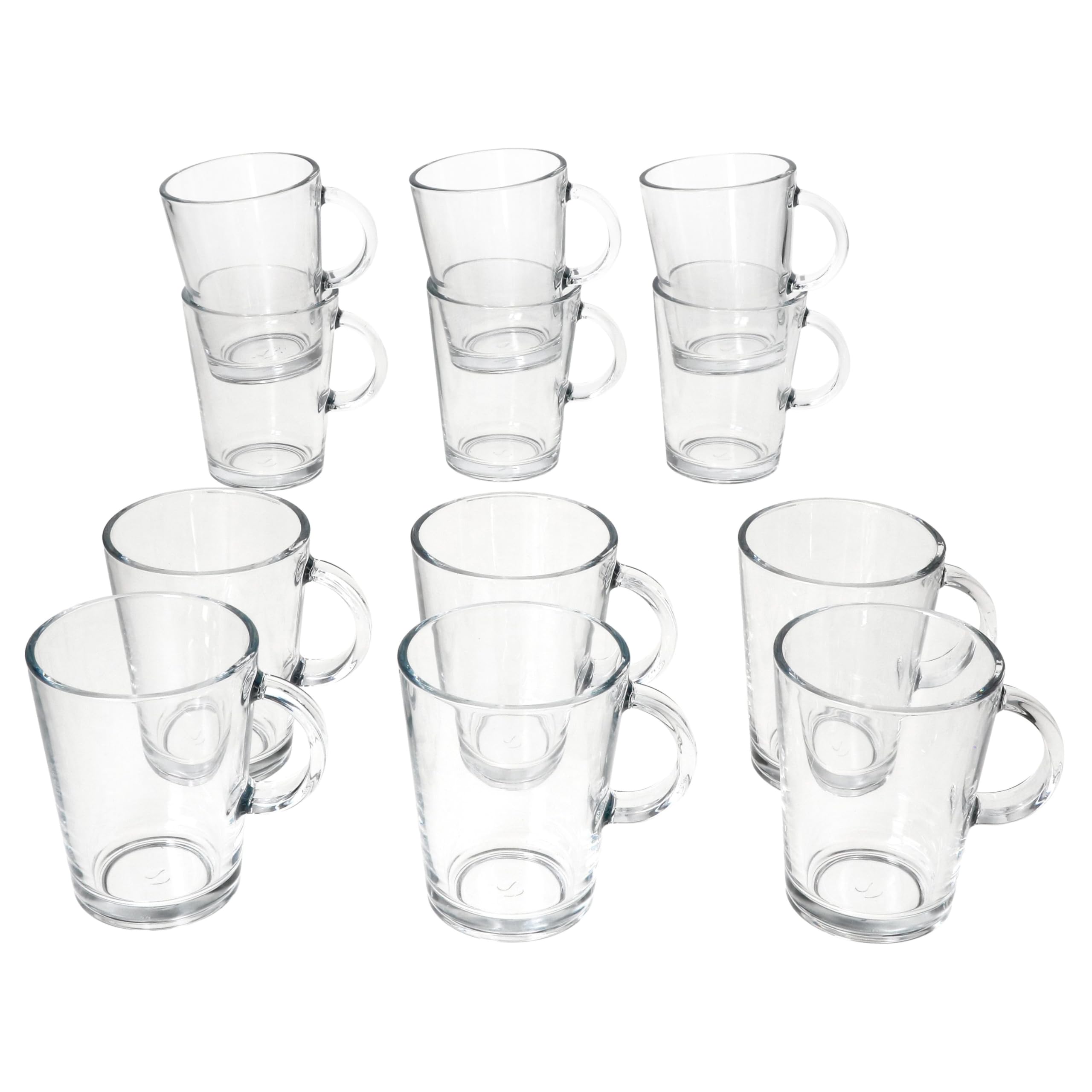 Ritzenhoff & Breker Coredo Lot de 12 verres à thé avec anse - 250 ml - Hauteur : 10,5 cm - Avec anse en verre transparent - Pour café, cacao, cappuccino, latte macchiato et autres - Pour la maison et