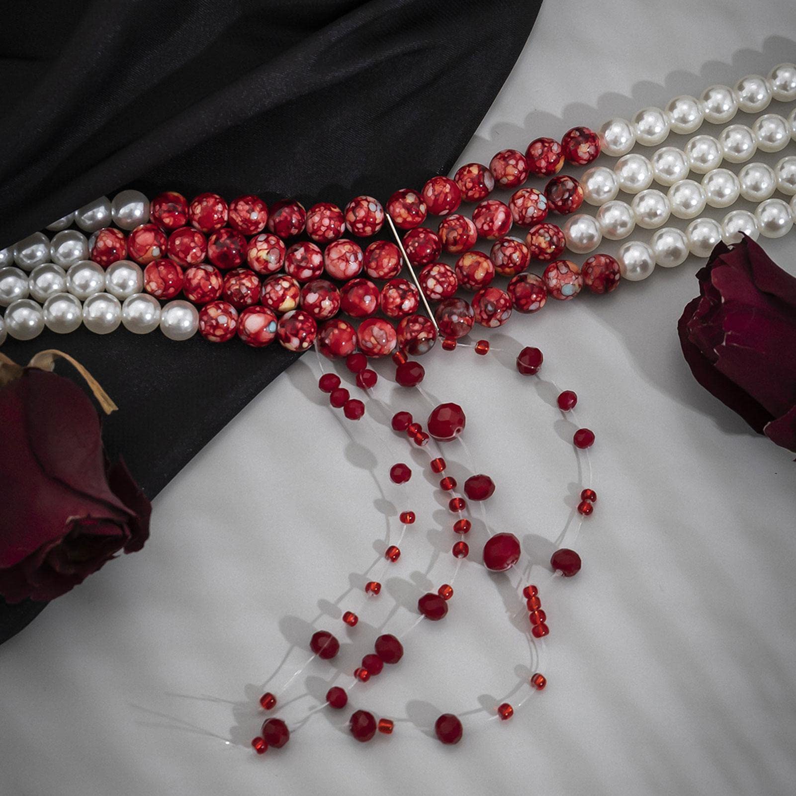 Collier ras du cou avec perles d'imitation sang pour Halloween, fête de vampire Collier ras du cou avec perles d'imitation sang pour Halloween, fête de vampire