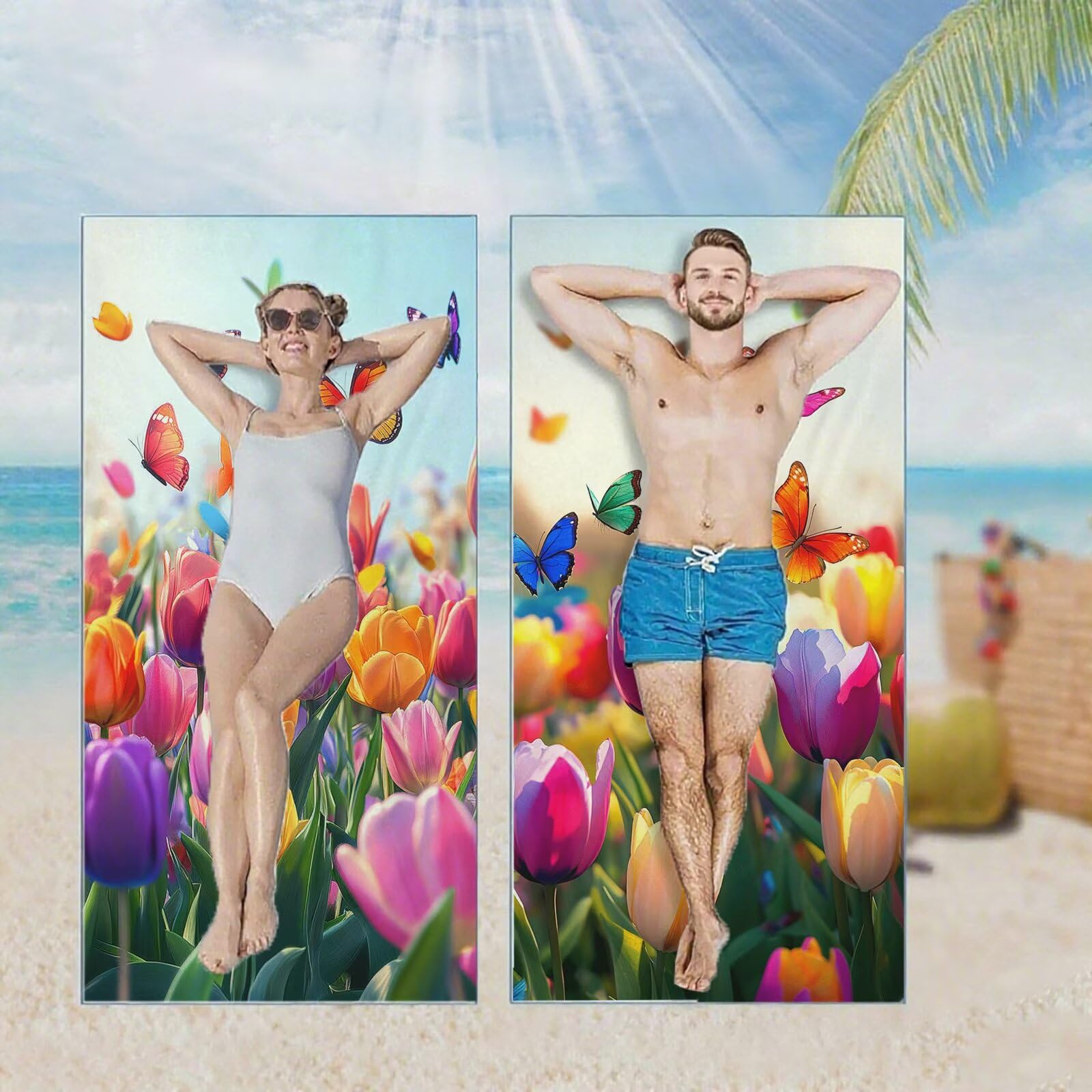 Ręcznik plażowy, ręczniki plażowe z mikrofibry, szybkoschnące lekkie ręczniki podróżne bez piasku, duży ręcznik kąpielowy dla dorosłych 100 x 220 cm, do pływania na basen, jogę, siłownię, kemping