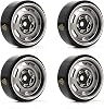 TREAL SCX24 Wheels 1.0'' Beadlock Wheels(4P) Vinatge Wheels for 1/24 SCX24 Bronco Gladiator C10 Deadbolt -Type E (Black)