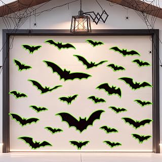 Kanayu 32 Pcs Halloween Garage Door Decoration Glow in The Dark Bat Magnets | Halloween Garage Door Magnets, Luminous Black Bat Magnetic Stickers, Halloween Decorations for Home, Car Refrigerator Magnet