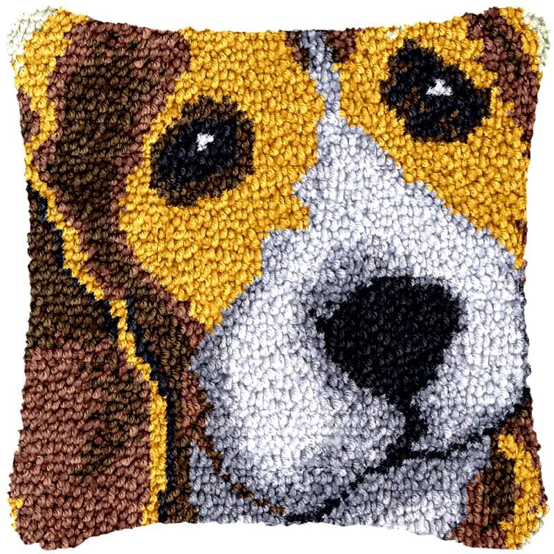 Kit de crochet à loquet rose pour coussin, tapis pré-imprimé, coussin à faire soi-même, kit de crochet et de loquet pour décoration de Noël, maison, canapé, 43 x 43 cm