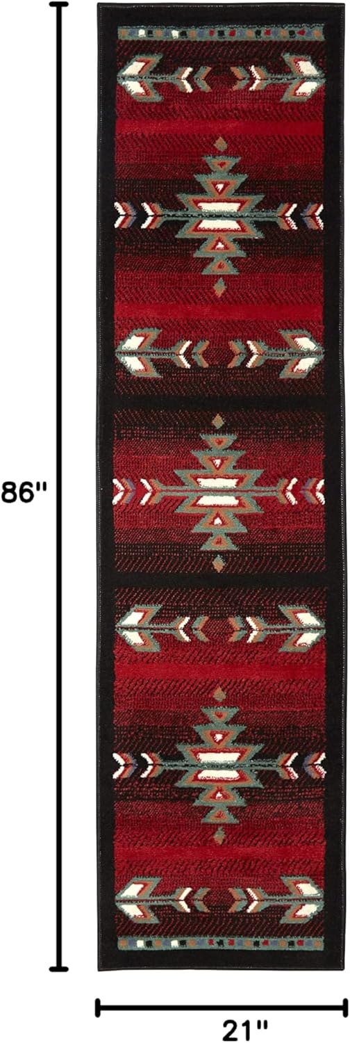 Home Dynamix Premium Sagrada Southwestern Geometric Runner Area Rug, Black/Red, 1'9"x7'2"