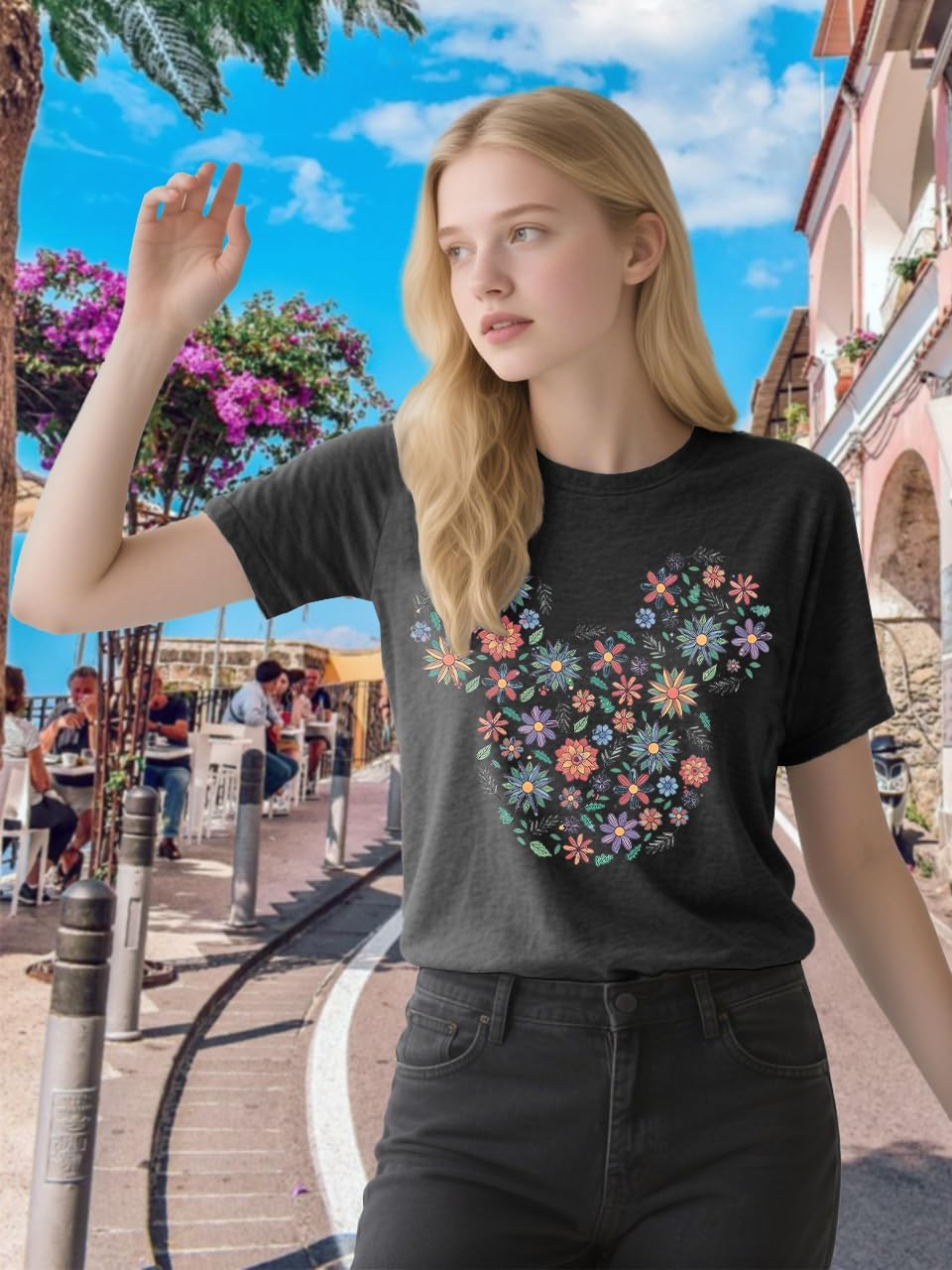 Women Magic Kingdom Castle Shirt Vintage Flower T Shirt Funny Boho Graphic Tees Short Sleeve Summer Tops - Image 3