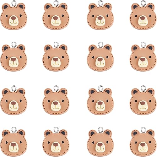 Ipotkitt 30 colgantes de resina de oso, bonitos adornos con fianza de hierro platino, para hacer joyas, pulseras, collares, accesorios, 0.886 x