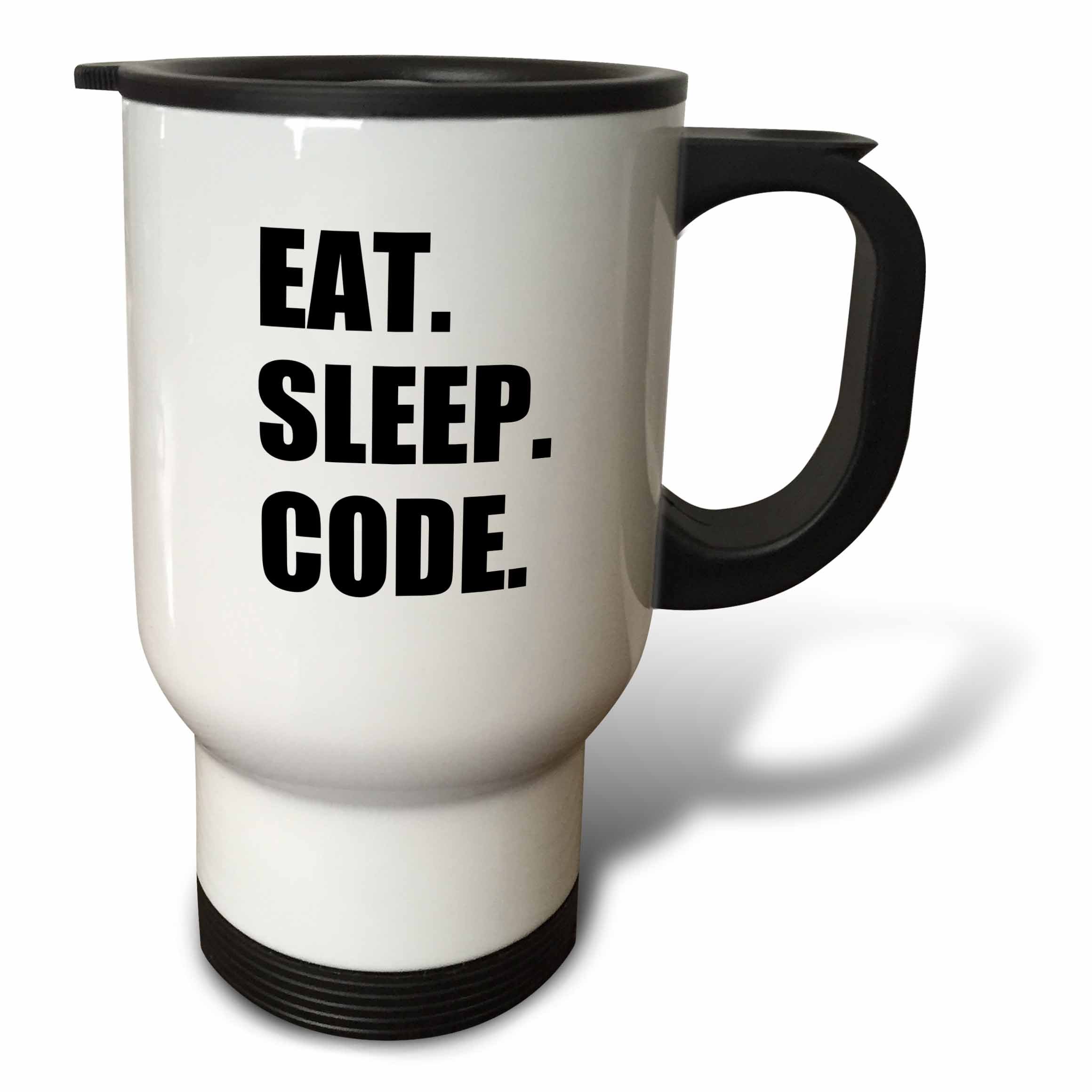3dRose Eat Sleep Code Computer Coder Programmer Love To Program Coding Travel Mug, 14-Ounce, Stainless Steel