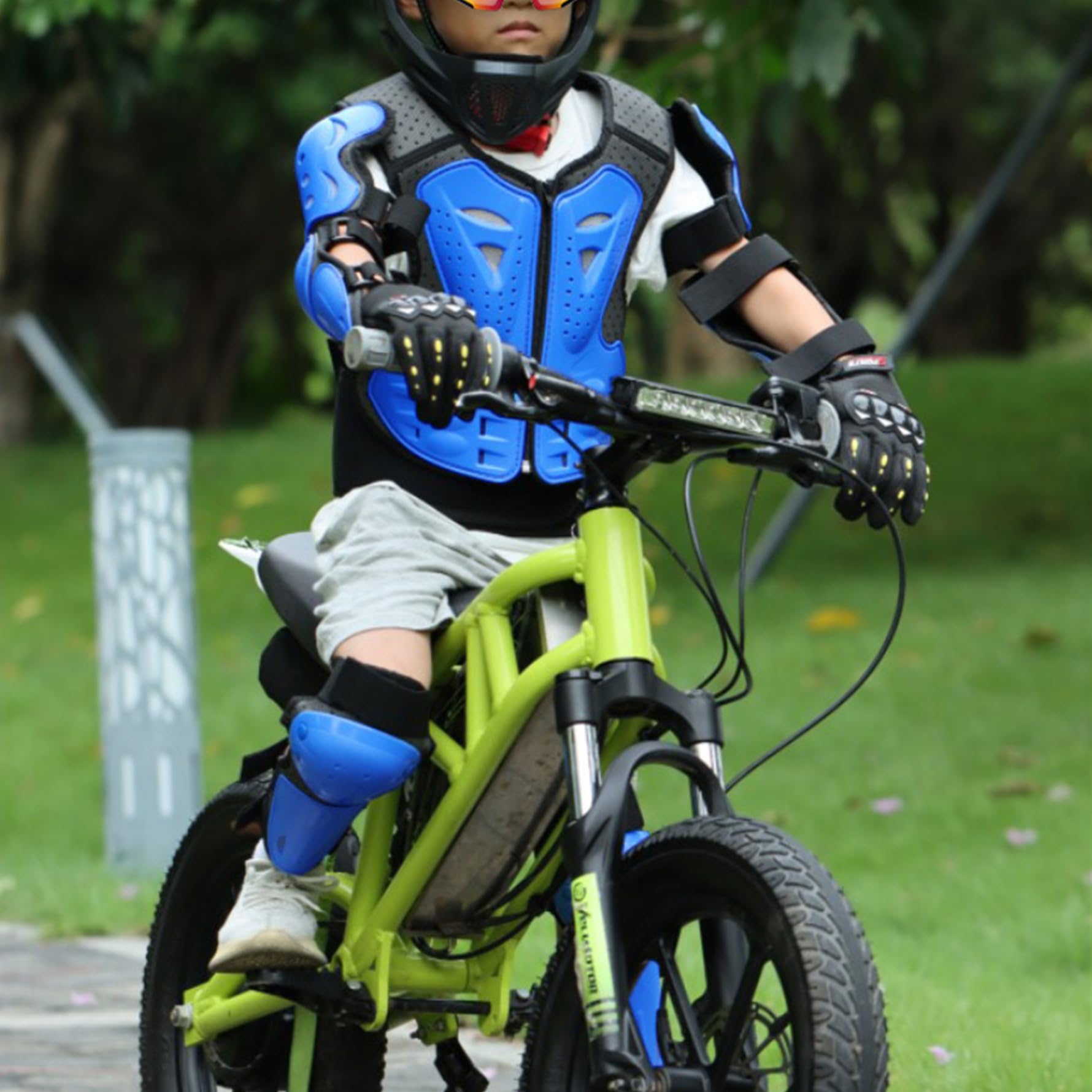 Armatura per corpi motocross per bambini armatura moto armatura protettiva regolabile per gli ingranaggi protettiva armatura resistente alla moto per skateboard bici, set blu 1