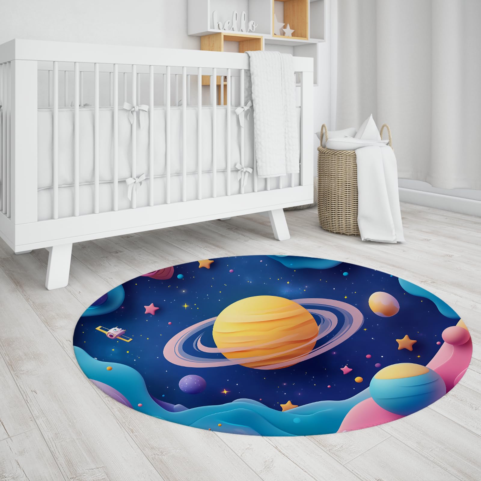 Tapis enfant lavable et antidérapant motif espace 100cm
