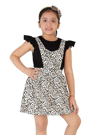Naughty Ninos Girls Brown & Black Fit & Flared Dress for 3 to 12 Years