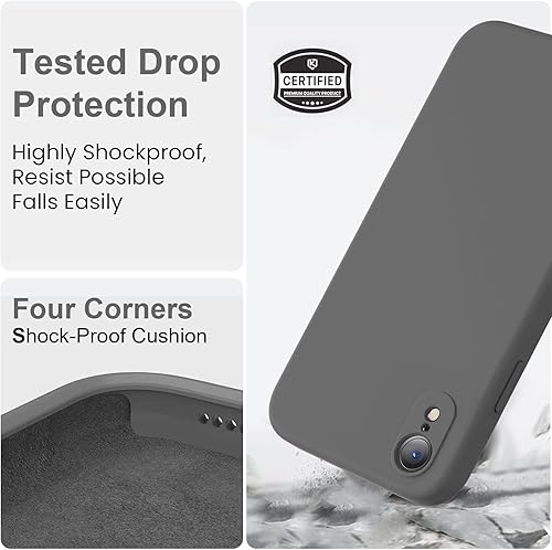 Miniatura 5 de Vooii Funda compatible con iPhone XR, silicona líquida mejorada con bordes planos, protección de cámara, forro de microfibra antiarañazos suave,