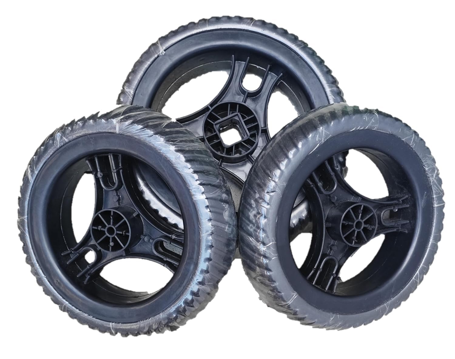 Tricycle Drift Wheels Set, Easy DIY Assembly EVA Durable Wheels Front & Rear Wheels, 3-Piece-image-10
