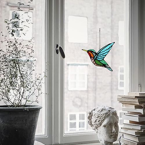 Miniatura 6 de Colgantes de ventana de pájaros de vidrieras, decoraciones de colibrí de vidrieras, atrapasoles de pájaros para decoración de ventanas, regalos