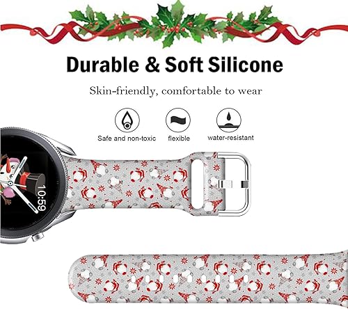 Miniatura 3 de Correa de silicona floral de Navidad de 0.787 pulgadas compatible con Samsung Watch Active 2 de 1.575 pulgadas, 1.654 pulgadas, correa de repuesto