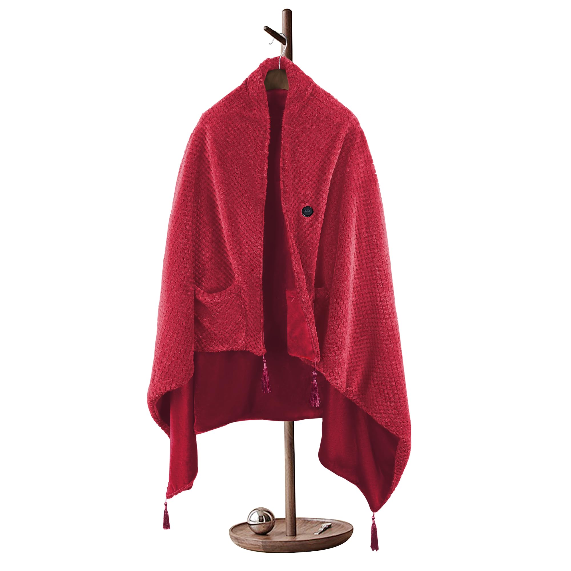 Kintiwe Pro Heated Shawl Blanket Throw Battery Operated, Portable Electric Heated Poncho with Zipper and Pockets, 4 Heating Areas & 3 Heating Modes,Heating Blanket for Neck and Shoulders and Back