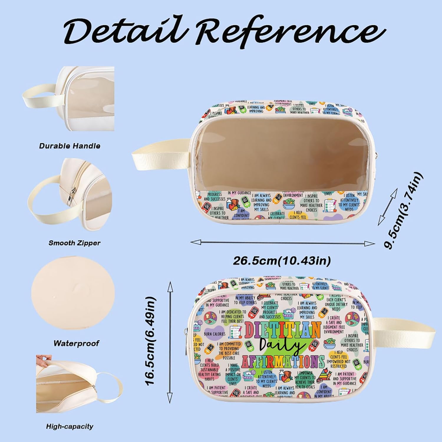 MNIGIU 栄養士 デイリーアファメーション クリア コスメバッグ 栄養士 栄養士 卒業祝い RD登録栄養士ギフト, Dietit