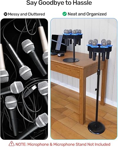 Miniatura 3 de Soporte para micrófono múltiple de 6 ranuras, base de aleación, acolchado de espuma y anillo antivuelco, compatible con soporte roscado de 58