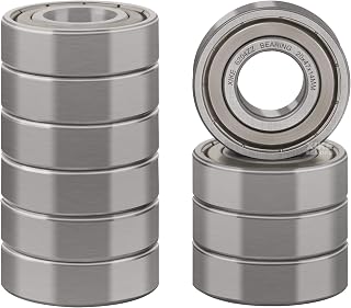 XiKe 10 Pcs 6204ZZ Double Metal Seal Bearings 20x47x14mm, Pre-Lubricated and Stable Performance and Cost Effective, Deep Groove Ball Bearings.