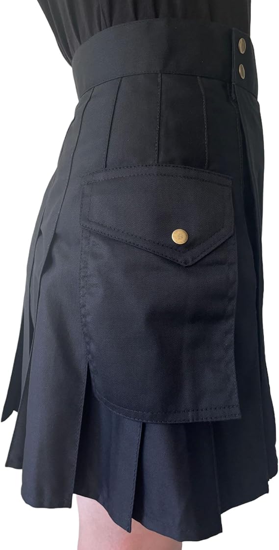 Tartanista Womens 19 Inch Length Cotton Utility Skirt Black 12 US