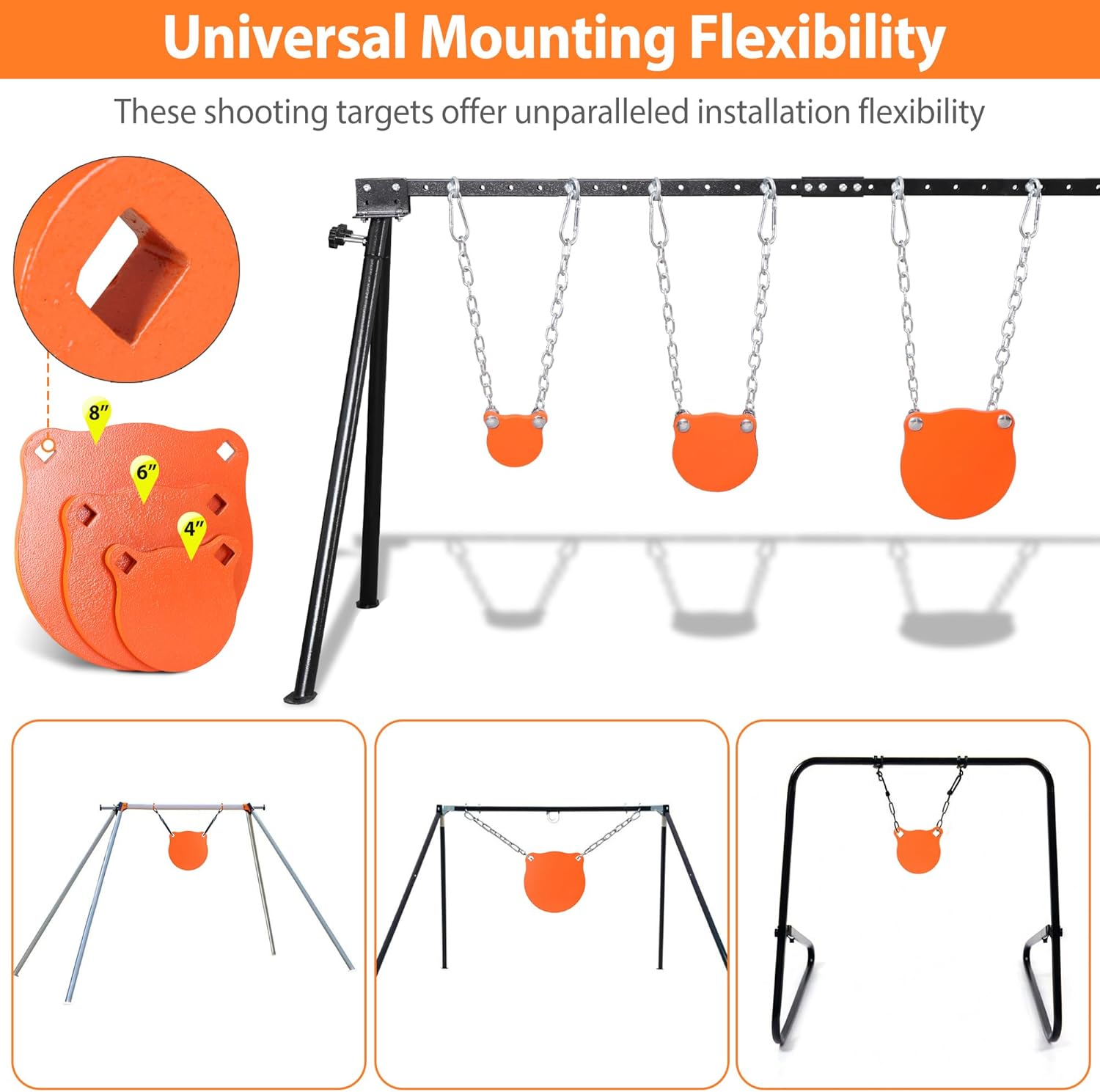 AR500 Steel Shooting Targets, Laser-Cut Metal Targets with High-Visibility Glow Neon Color for Reactive Range Shooting