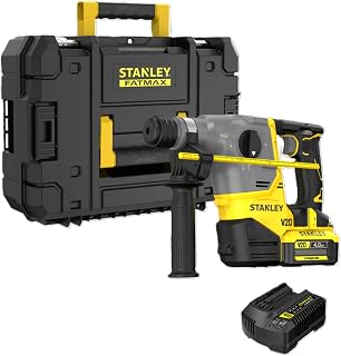 STANLEY FATMAX SBH910M1T-B1 20V MAX CORDLESS Brushless 3-Mode SDS-Plus Rotary Hammer Kit | 1100 RPM | 2.5 Joules Impact Energy Power Tool with 1x 4.0Ah V20 Battery, Charger and Pro-Stack Storage Case
