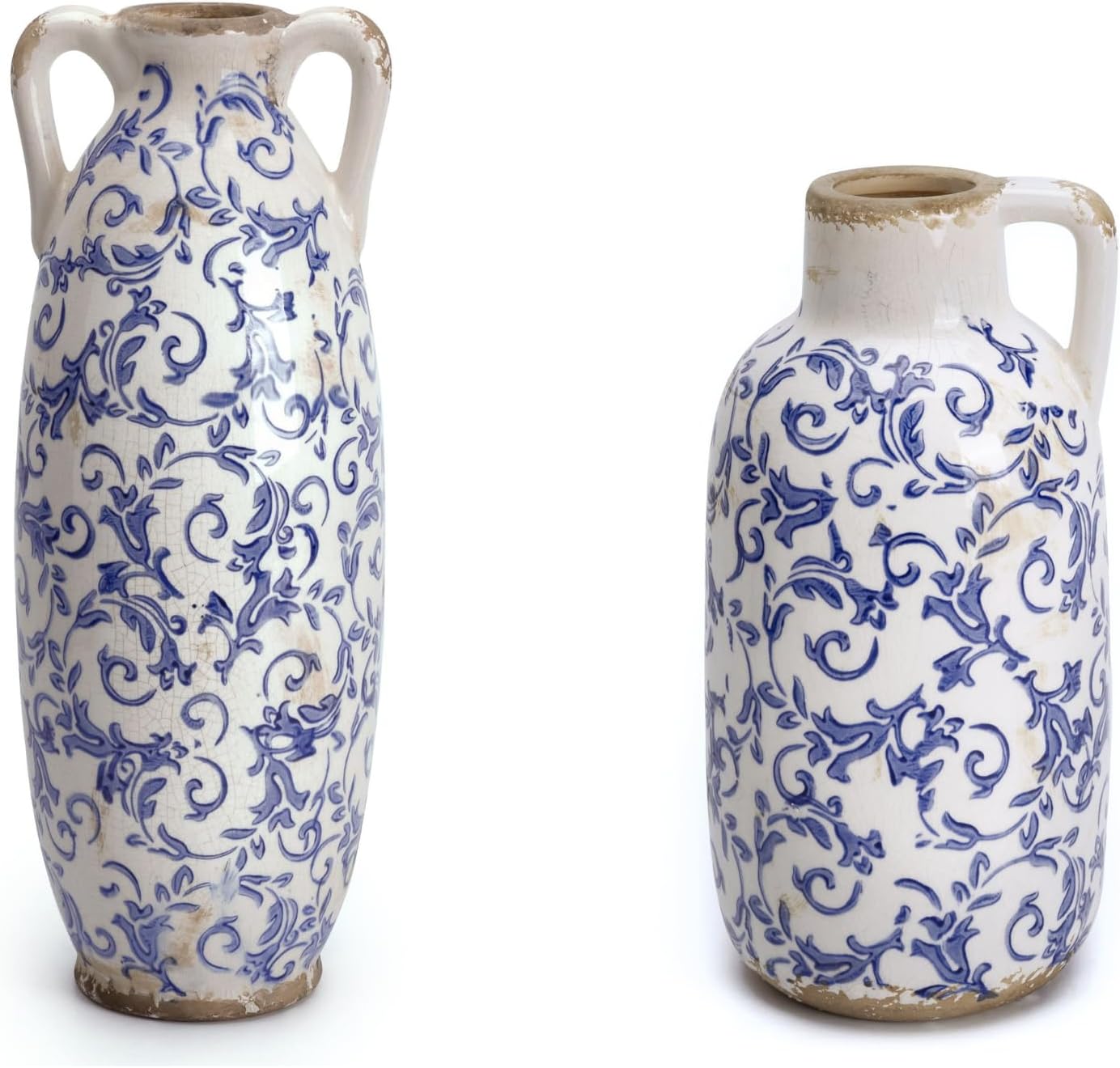 VICTOR & TERESA Ceramic Vases Bundle for Home Decor, Table Accent, Mantel, Living Room,Shelf, Centerpieces-2 Items