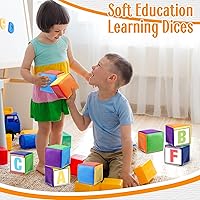 Vista 4 de Yilloog 4 piezas de dados grandes de espuma con bolsillos, para hacer tú mismo, educación, jugar, cubos de dados suaves, aprendizaje y enseñanza