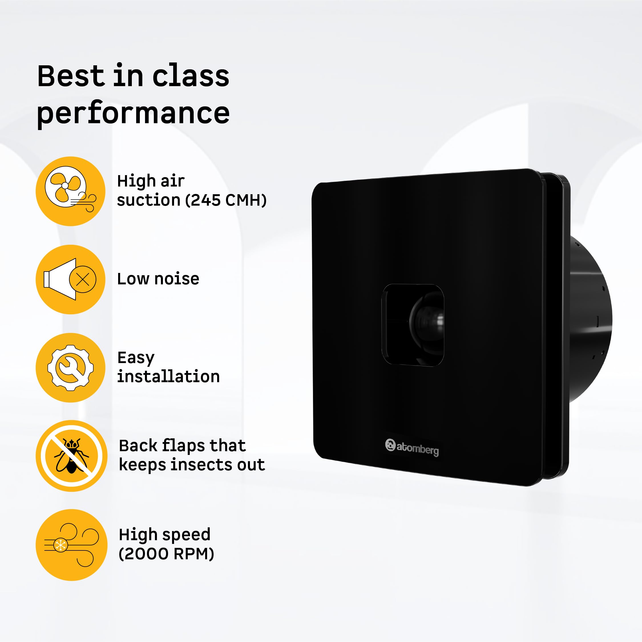 Atomberg Studio+ Exhaust Fan - Gloss Black -4