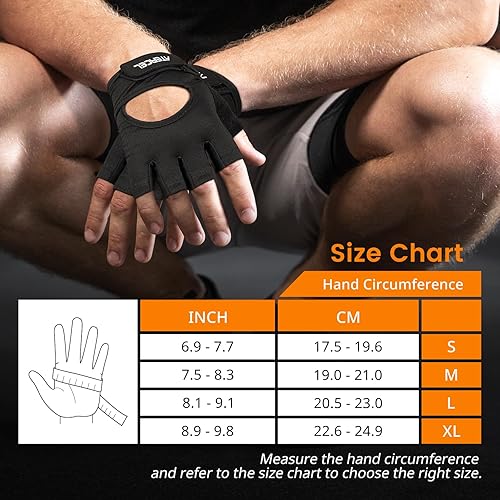 Miniatura 7 de ATERCEL Guantes de levantamiento de pesas, protección completa de la palma de la mano, guantes de entrenamiento para gimnasio, ciclismo, ejercicio,