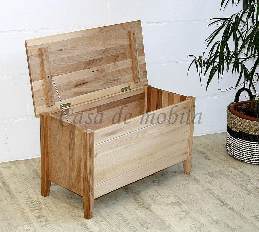 Massivholz Flachdeckeltruhe Truhe Anton 84x48x38cm Kernbuche massiv Natur geölt