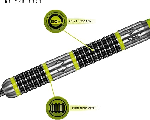 Miniatura 3 de WINMAU Michael Van Gerwen MvG Aspire Tungsten Steeltip Darts Set with Prism Flights and Nylon Shafts (Stems)