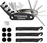 Vista 1 de Kit de reparación de bicicletas, kit de herramientas de reparación de neumáticos de bicicleta, incluye multiherramienta 16 en 1, accesorios