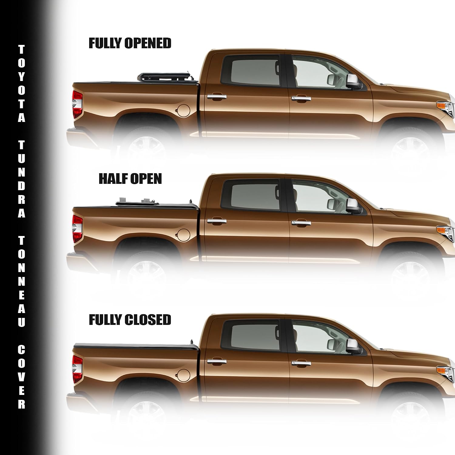 Armordillo Low Profile Hard Tri-Fold for Toyota Tundra Bed Cover Fits 2007 2008 2009 2010 2011 2012 2013 Toyota Tundra 5.5ft (66") Short Bed | CoveRex TFX | 8705360