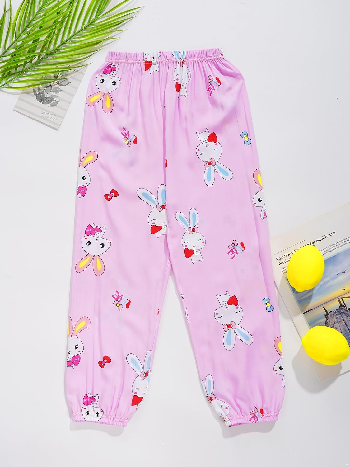 Oyolan Kids Girls Harem Pants Casual Printed Elastic Waist Jogger Trousers Bloomers Workout Sport Yoga Sweatpant