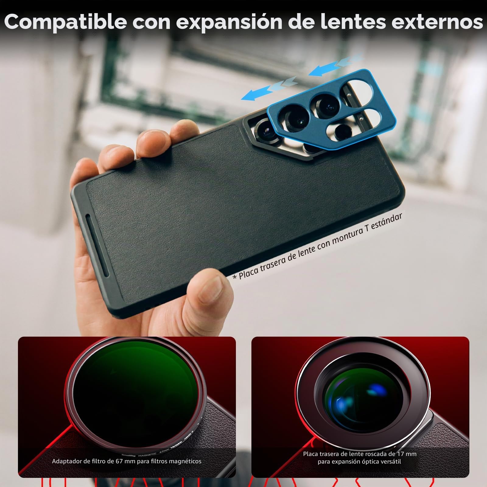 SMALLRIG S25 Ultra Cage Kit para Samsung Jaula de Aluminio con Adaptador de Filtro Magnético de 67mm, Diseño de Liberación Rápida, Rig de Vídeo para Teléfono para Vlogging y Streaming en Directo -5254