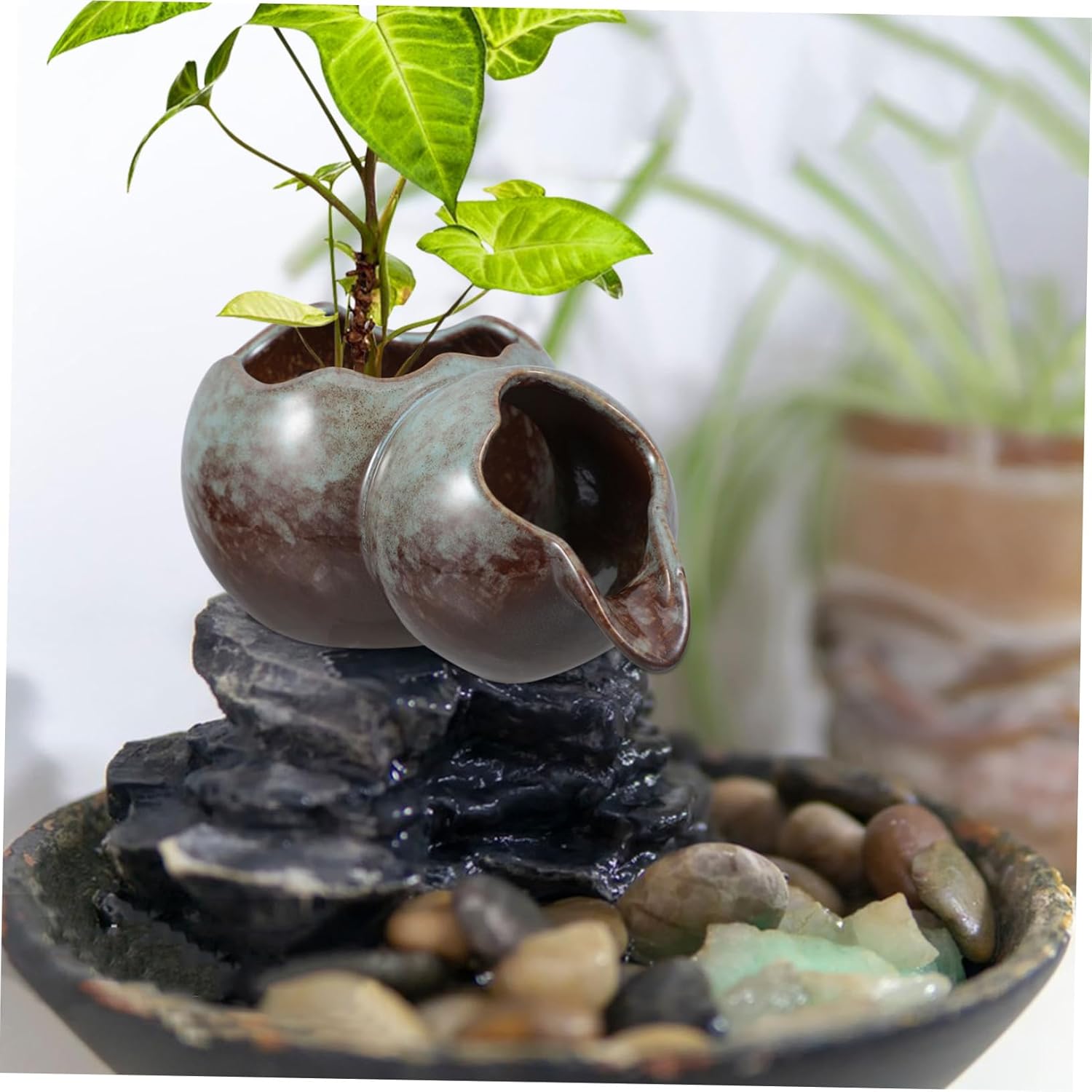 UPKOCH Ceramic Waterfall Fountain Spitter Decorative Water Feature Spout for Aquariums Small Ponds and Gardens Smooth Design for Relaxing Atmosphere Accessory