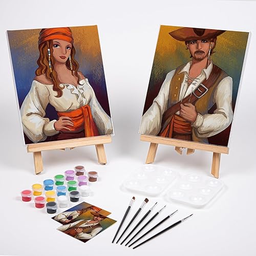 Miniatura 3 de Nuberlic Kit de pintura de lienzo predibujado para pintura para adultos, kit de sorbo y pintura para adultos, juego de fiesta de pintura de noche de