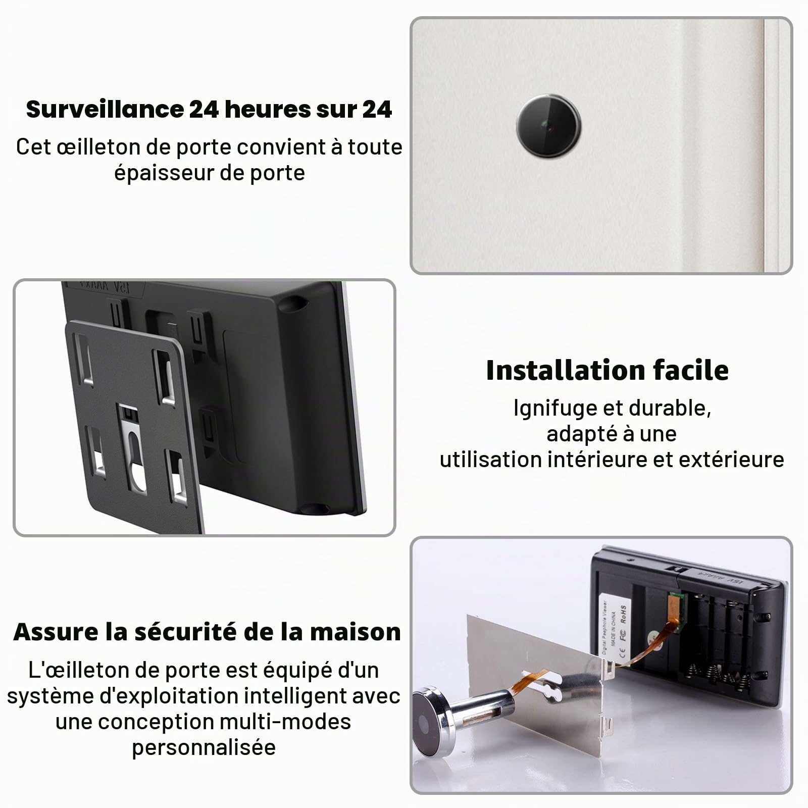 Leikurvo Judas électronique de porte 3,5 pouces LCD numérique judas de porte 170 degrés sonnette de porte visuelle électronique œil de chat vidéo maison judas sans vision nocturne