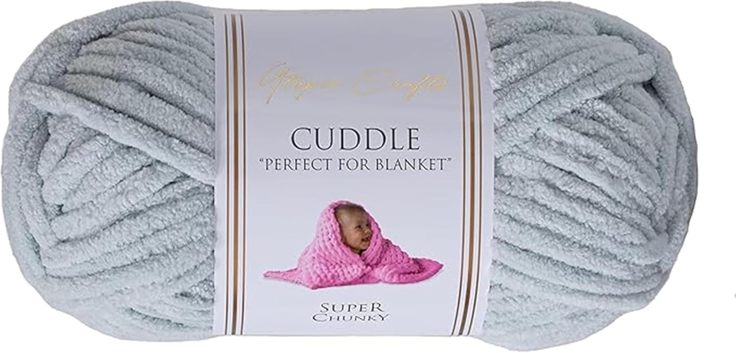 Utopia Crafts Cuddle Super Chunky Chenille Soft Yarn for Knitting and Crochet, 100g - 60m (Light Grey)