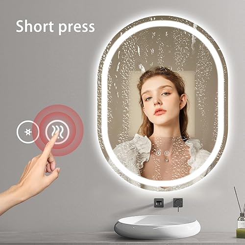 Miniatura 4 de SaniteModar Espejo LED antiniebla de 32 x 24 pulgadas, espejo LED regulable de 3 colores para baño, espejo de maquillaje montado en la pared