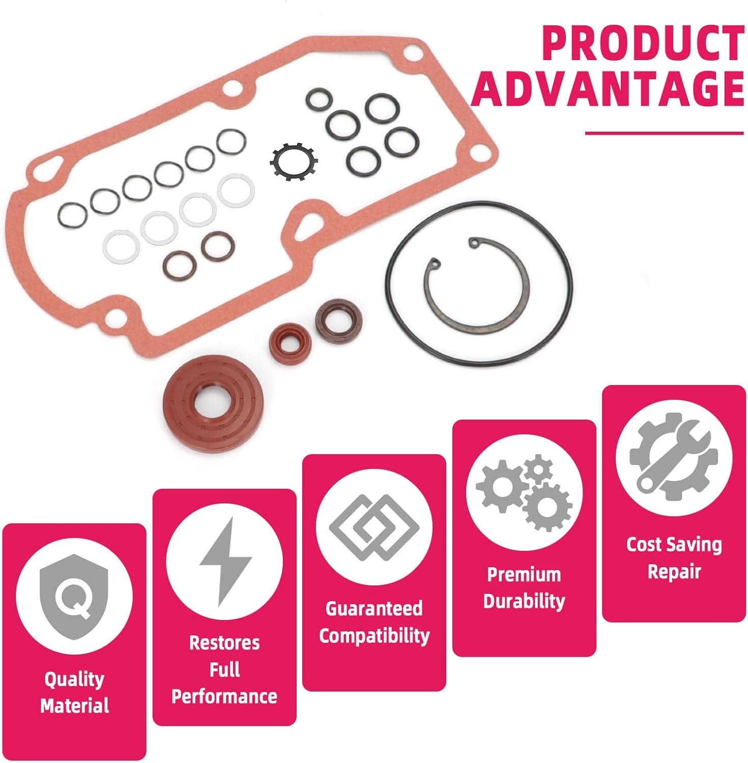 Pump Seal Kit for Exmark 142-3604 Lazer Z AS Z E S X Series, Replaces 116-1368 - Hydraulic Oil Leak Repair Kit for Zero Turn Mowers