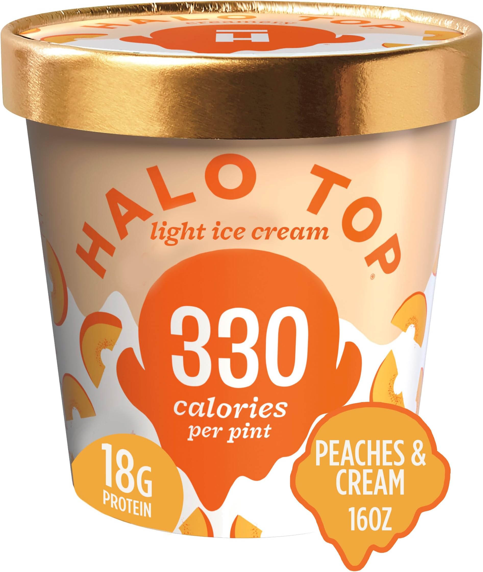 Halo Top Peaches & Cream, 16 oz (Frozen)