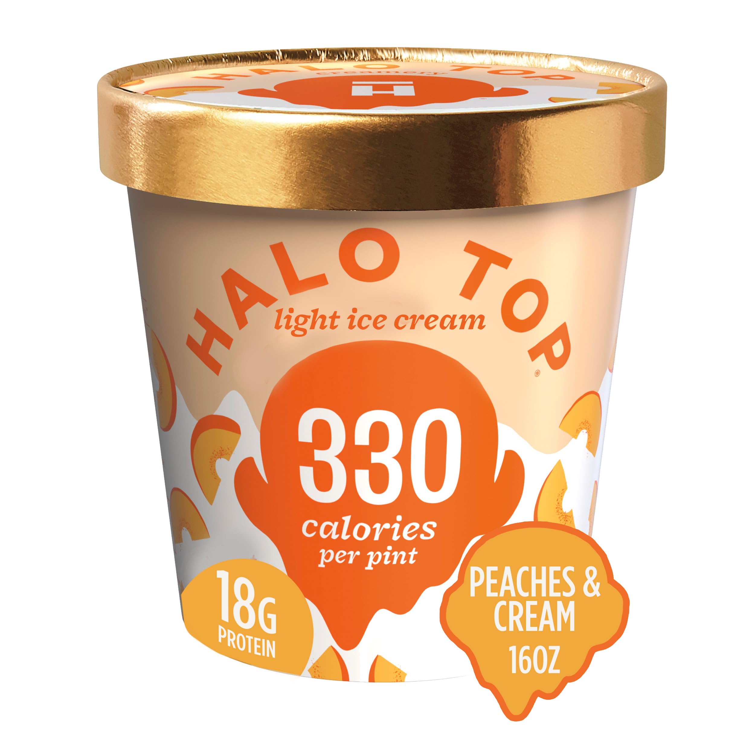 Halo Top Peaches & Cream, 16 oz (Frozen)