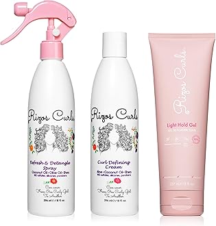 Styling Starter Kit, Refresh and Detangle Spray & Curl Defining Cream & Light Hold Gel Bundle, Enhance & Define Curls, Add Volume & Hold, Frizz Control & Shine