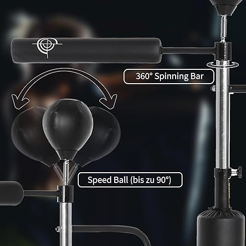 Miniatura 3 de Soozier 4-in-1 Punching Bag for Adults, Freestanding Boxing Bag with 2 Speed Bag, Boxing Training Equipment with 360° Relax Bar, Reflex Bag,