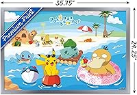 Vista 84 de Trends International Pokémon - Summer Wall Poster, 34L x 22.4W, Gold Framed Version