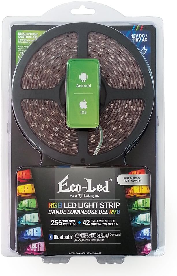 RV LIGHTING Eco-LED® RGB LED Light Strip Kit for Smart Device, 16 Feet Long (RGB-1660 APP)