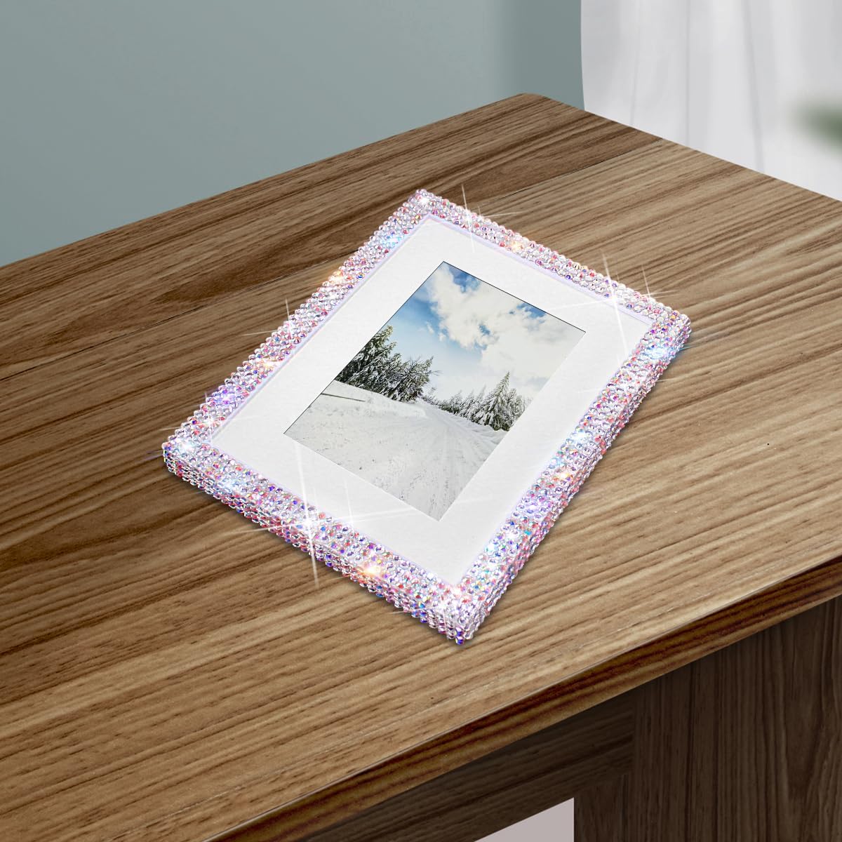 11x14 Bling Picture Frame, Display Pictures 8x10 with Mat or 11x14 Without Mat, Wall Hanging Glitter Shiny Crystal Photo Frame With Sparkle Rhinestones, Horizontally or Vertically 1 Pack